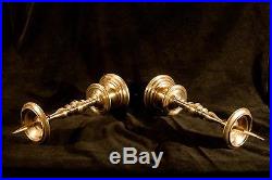 Antique heavy brass candlesticks pair candle holder 17th century 24cm tall 91/2