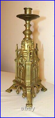 Antique ornate brass religious altar candlestick church cathedral candle holder