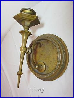 Antique ornate heavy brass Gothic style wall sconce candle stick holder fixture