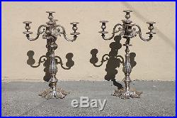 Antique silverd bronze/brass grapleaf frenchstyl italian candelabra candlestick