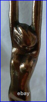 Art Deco Brass Nude Lady Candle Holder In Frankart Lamp Base Style 1930's Rare