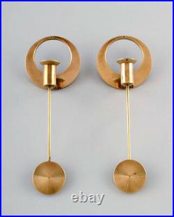 Arthur Pe for Kolbäck. A pair of modernist candlesticks in brass. 1950s