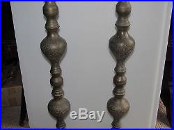 Asian Antiques India Tall 2 Solid Brass 1/8 Large Candle Holders 40in