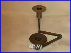 Austrian Mid-Century Articulated Brass Candle Holder by Carl Aubock Signed