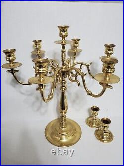 BALDWIN Solid Brass 7 Candle Holder Candelabra With 2 Extra Candles Holders