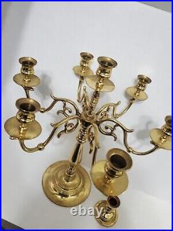 BALDWIN Solid Brass 7 Candle Holder Candelabra With 2 Extra Candles Holders