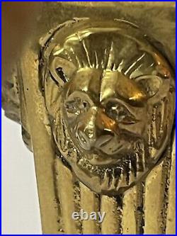 BRASS CANDELABRA LION HEAD Motif Antique Heavy High Quality Holds 3 candles