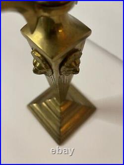 BRASS CANDELABRA LION HEAD Motif Antique Heavy High Quality Holds 3 candles