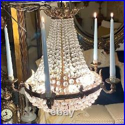 Bag Crystal Chandelier Antique French Empire Style With CandleHolders Lighting