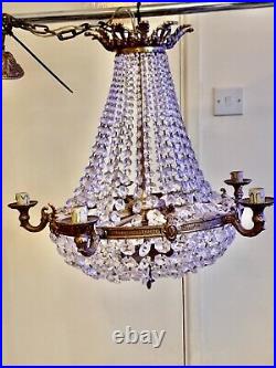 Bag Crystal Chandelier Antique French Empire Style With CandleHolders Lighting