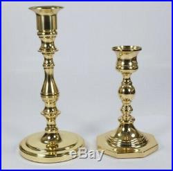 Baldwin Solid Brass Candlestick Holders Large Lot of 15 Sizes 3-10 Inches Nice