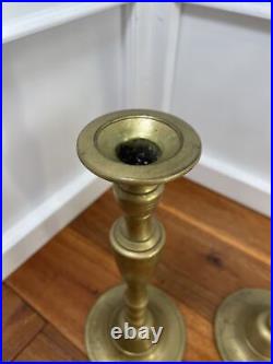 Baluster English Brass Candlesticks Heavy 11 1/2 Excellent Patina LOT 2