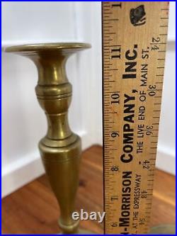Baluster English Brass Candlesticks Heavy 11 1/2 Excellent Patina LOT 2