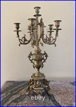 Baroque Six-Armed Candleholder in Brass