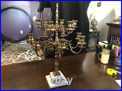 Beautiful Brass And Marble Candelabra 20 tall. 10 pounds