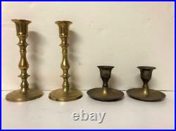 Beautiful Collection 25 Brass Candlesticks Candle Holders & Snuffer Wedding Vtg