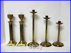Beautiful Collection 33 Brass Candlesticks Candle Holders & Snuffer Vtg Wedding