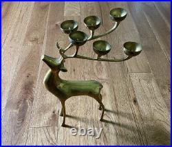 Beautiful Mid Century Brass Deer Candle Holder 16 Inches MCM