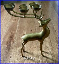 Beautiful Mid Century Brass Deer Candle Holder 16 Inches MCM