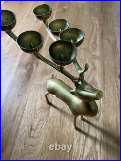 Beautiful Mid Century Brass Deer Candle Holder 16 Inches MCM