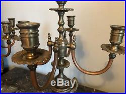 Beautiful Pair of 5-Arm Candle Holder Heavy Brass Candelabras