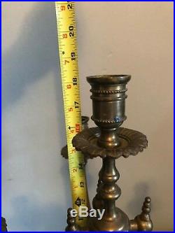 Beautiful Pair of 5-Arm Candle Holder Heavy Brass Candelabras