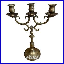 Brass 2 Arm 3 Candle Candelabra Set Vintage Solid HEAVY Candlesticks 13 Tall