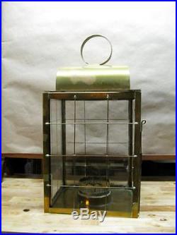 Brass And Glass Stage Coach Lantern Candle Holder 10 Inches