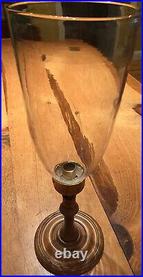 Brass And Wood Hurricane Candle Holder By Virginia Metalcrafters