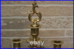 Brass Baroque Candelabra 5 Arm Candle Holder Pair with Snuffers Made in Italy