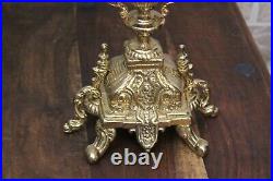 Brass Baroque Candelabra 5 Arm Candle Holder Pair with Snuffers Made in Italy