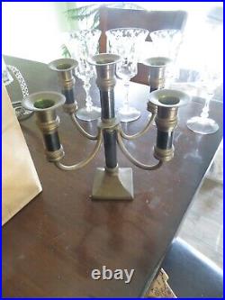 Brass Bronze Gothic Candelabra 4 arm 5 candle holder centerpiece heavy 1900's