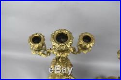 Brass Candelabra Ormolu Cherub Putti Angel Gold Porcelain Gilded Mantel 4 Light