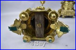 Brass Candelabra Ormolu Cherub Putti Angel Gold Porcelain Gilded Mantel 4 Light