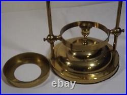 Brass Candle Holder Hurricane Lamp Sliding Up Down Glass Shade Vintage 22.5