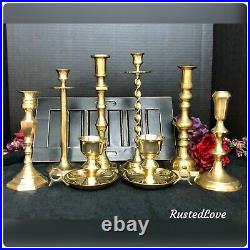 Brass Candle sticks Various Sizes Wedding / Party / Vintage Polished- Set of 8