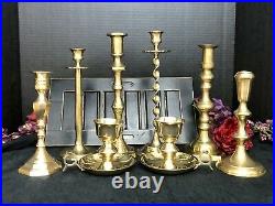Brass Candle sticks Various Sizes Wedding / Party / Vintage Polished- Set of 8