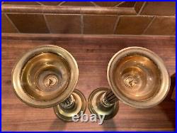 Brass Candlesticks Candle Holders Solid HEAVY Pair Ornate 17.25 Hong Kong MCM