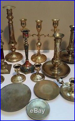 Brass Candlesticks Lot of 20 Candle Holders Wedding Gold Centerpiece Vintage