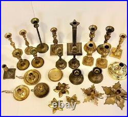 Brass Candlesticks Mixed Lot of 27 Vintage Wedding Holidays 5+ Pairs