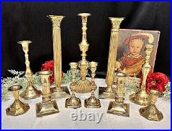 Brass Candlesticks Vintage Taper Candle Holders Wedding Centerpiece Set of 11