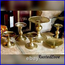 Brass Candlesticks for Pillars Centerpiece / Candle Holders / Wedding Set 6