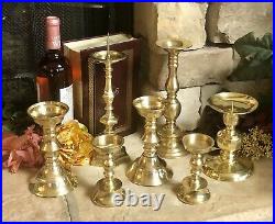 Brass Candlesticks for Pillars Centerpiece / Candle Holders / Wedding Set 7