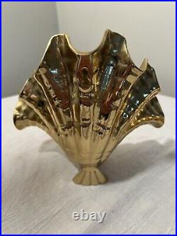 Brass Clam Shell Candle Holder or Wall Sconce Pair