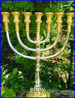 Brass Copper 14 Inch Massive Israel Temple Menorah Jerusalem 7 candle holder