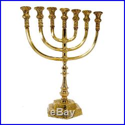Brass Copper 14 Inch Massive Israel Temple Menorah Jerusalem candle holder Gift