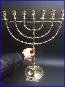 Brass Copper 22 XXL Vintage Menorah Candle Holder Israel Judaica From Jerusalem