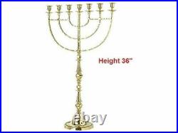 Brass Copper EXTRA LARGE MENORAH 36 inch Height Seven Branch Candle Holder Gift