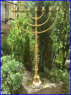 Brass Copper JUMBO CANDLE HOLDER 32 Inch Height Candle & Oil Holder From Israel