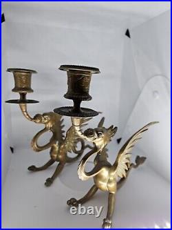 Brass Drangon Candle Stick Holder NO Reserve